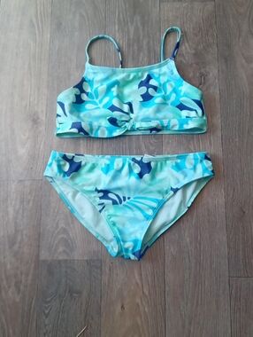 wonder nation Girls Aqua Mint Floral Two-Piece Bikini